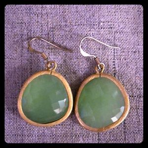 Green faceted drop earring